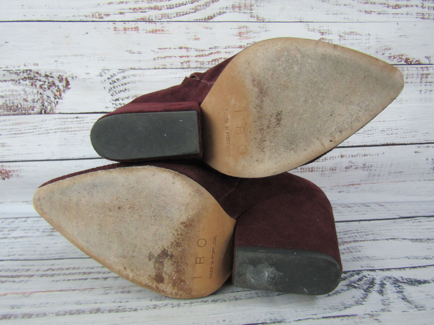 Iro Women's Wine Suede Ankle Boots Size 6 Made in Portugal