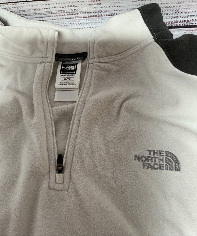 Men's The North Face White/ Gray Fleece Half Zip Pullover Size XL
