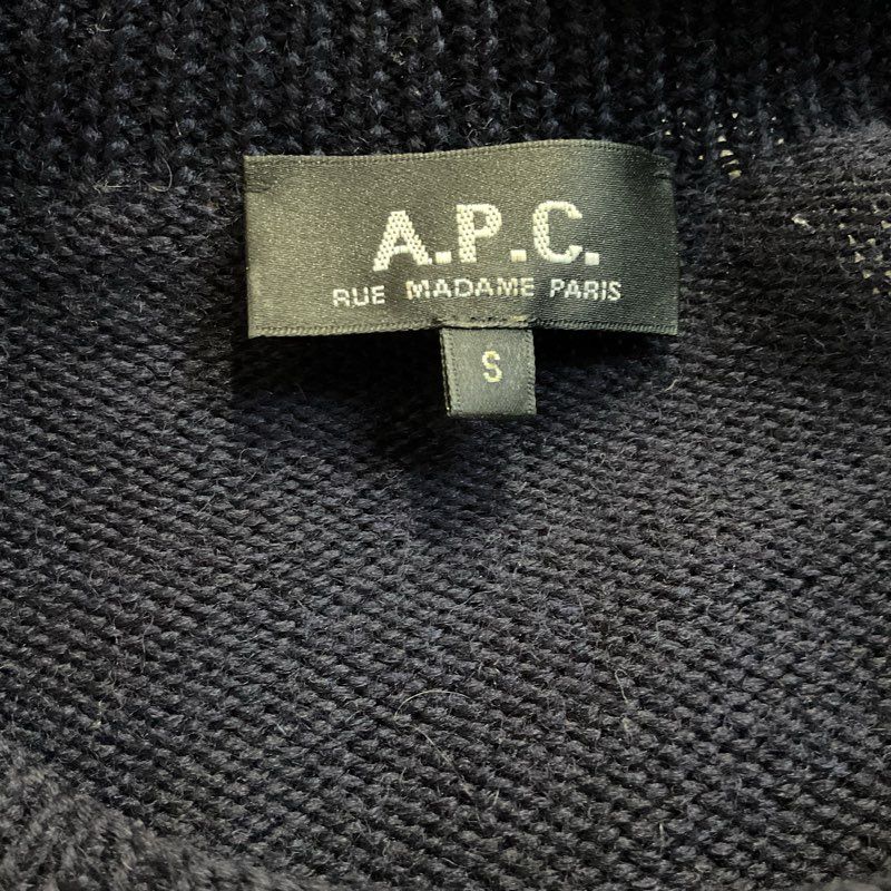 A.P.C. Women's Navy Blue Wool Knit and Silk Dress- SZ S