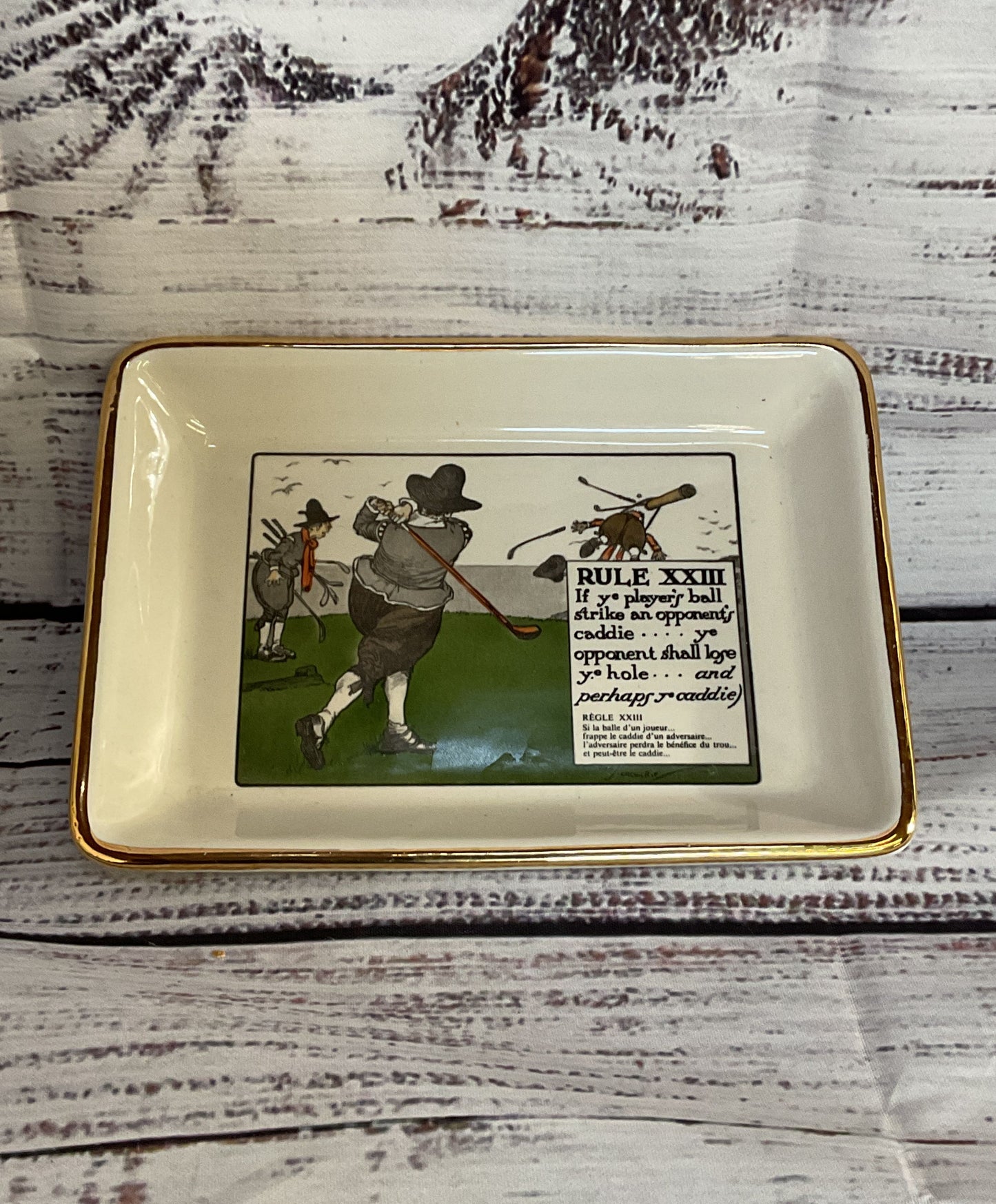 Delano Studios Vintage Hang Rule XXIII Of Golf Perrier Water Ceramic Tray