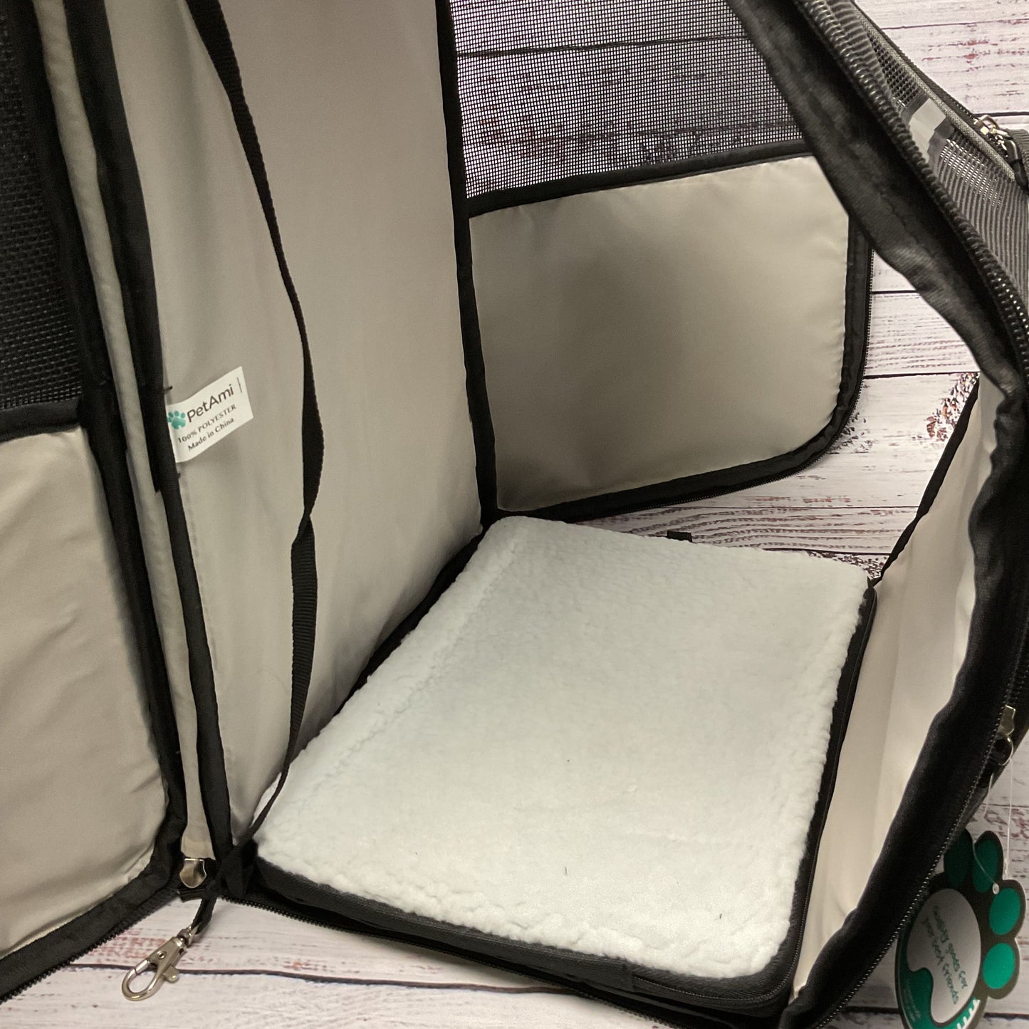 PetAmi Gray Black Soft Bottom Collapsible Pet Carrier Backpacks New
