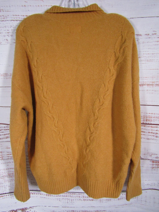 We Are Sundays Women's Mustard Yellow 1/4 Zip Cable Knit Sweater Size 2