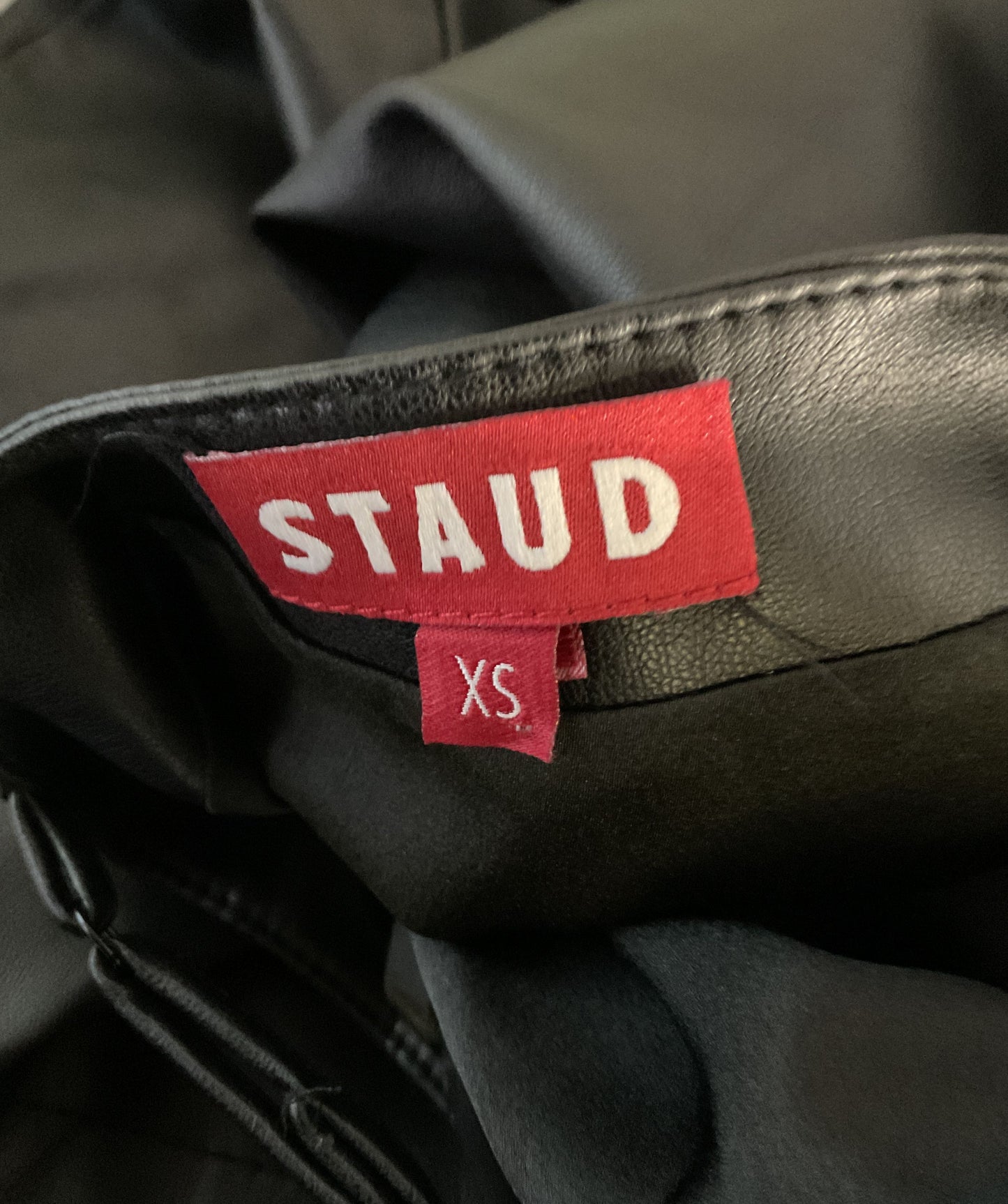 Staud Diego Vegan Leather Mini Dress Black XS