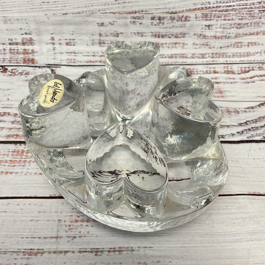 Bel Mondo Heart Shaped Art Glass Tea Light Candle Tea Pot Coffee Warmer