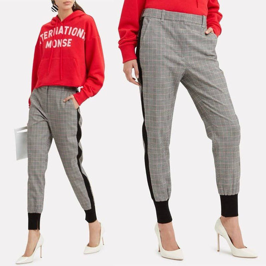 Women's 3.1 Phillip Lim Black/Gray Checked Jogger Pants Retail $400