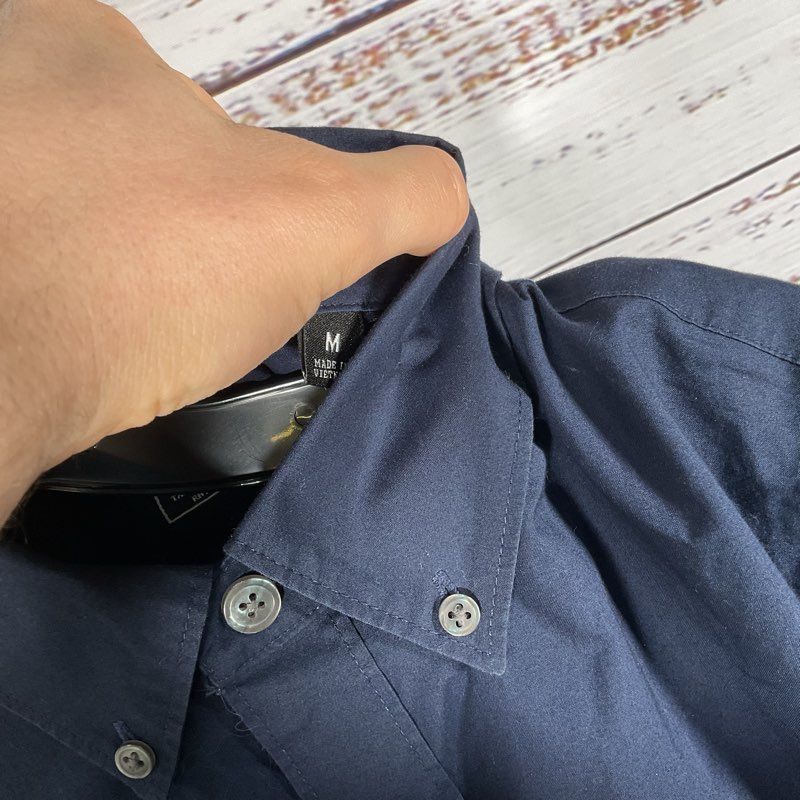 Todd Snyder Navy Classic Fit Button Up Dress Shirt - Size M