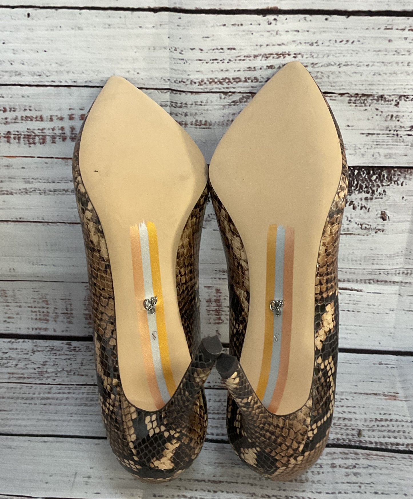 Sam Edelman Leather Hazel Snakeskin Embossed Heels Brown 8