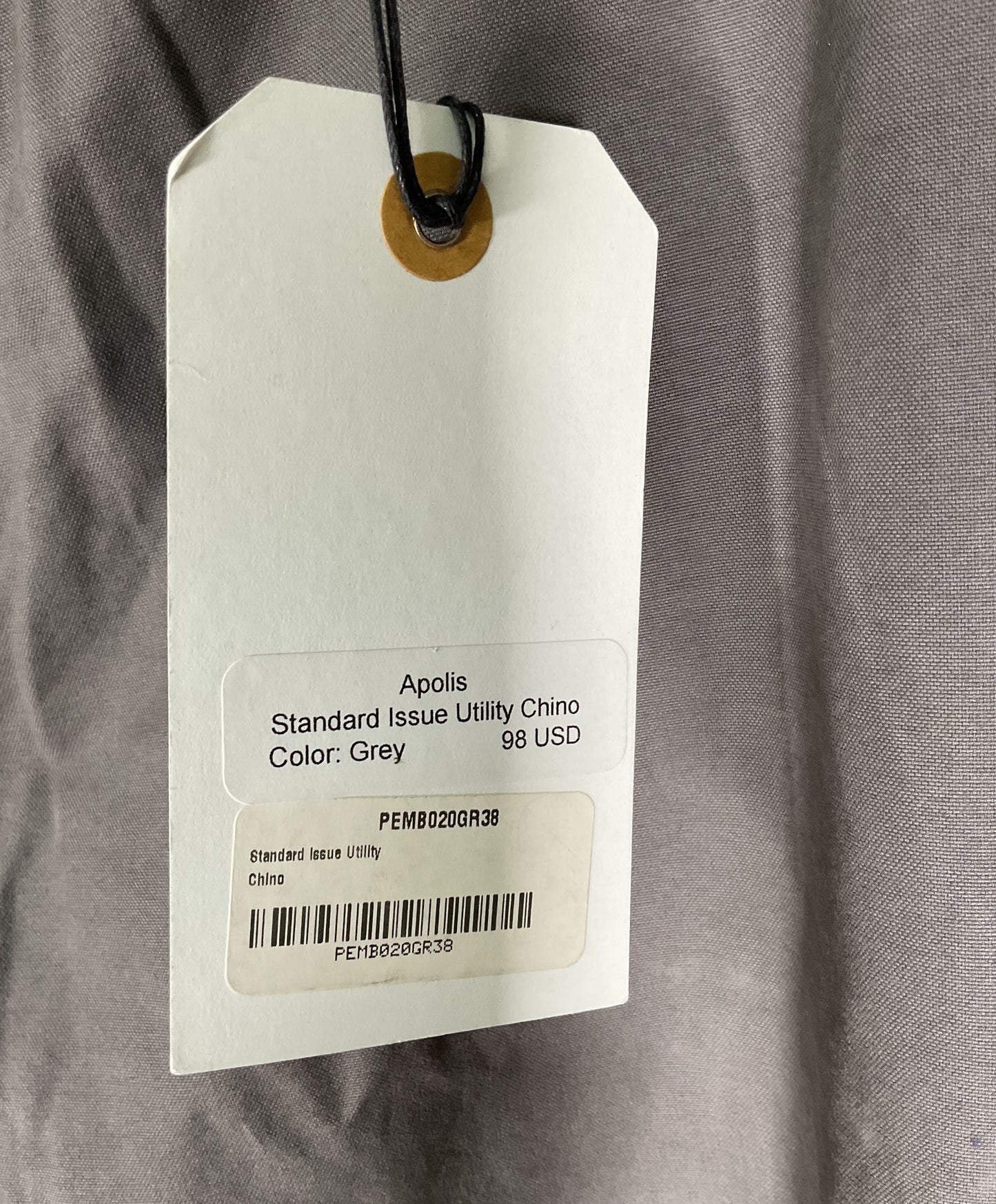 NWT Men's Apolis Global Citizen Gray Chino Pants Size 38