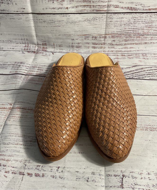 Nisolo Ama Basketweave Leather Mule Woven Almond Women's Size 7.5 Sandals