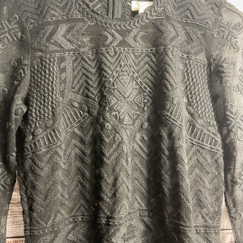 Isabel Marant X H&M Black Cotton Blend Lace L/S Back Zip Blouse - Size 6