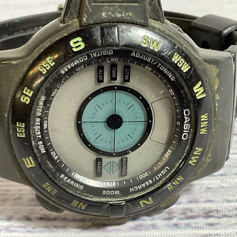 RARE VTG. CASIO CPW-100 1031 Men's Digital Compass Sensor Watch- NEEDS BATTERY
