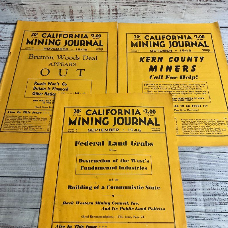 Lot Of 9 Vintage California Mining Journal Magazines 1946-1947 (Incomplete)