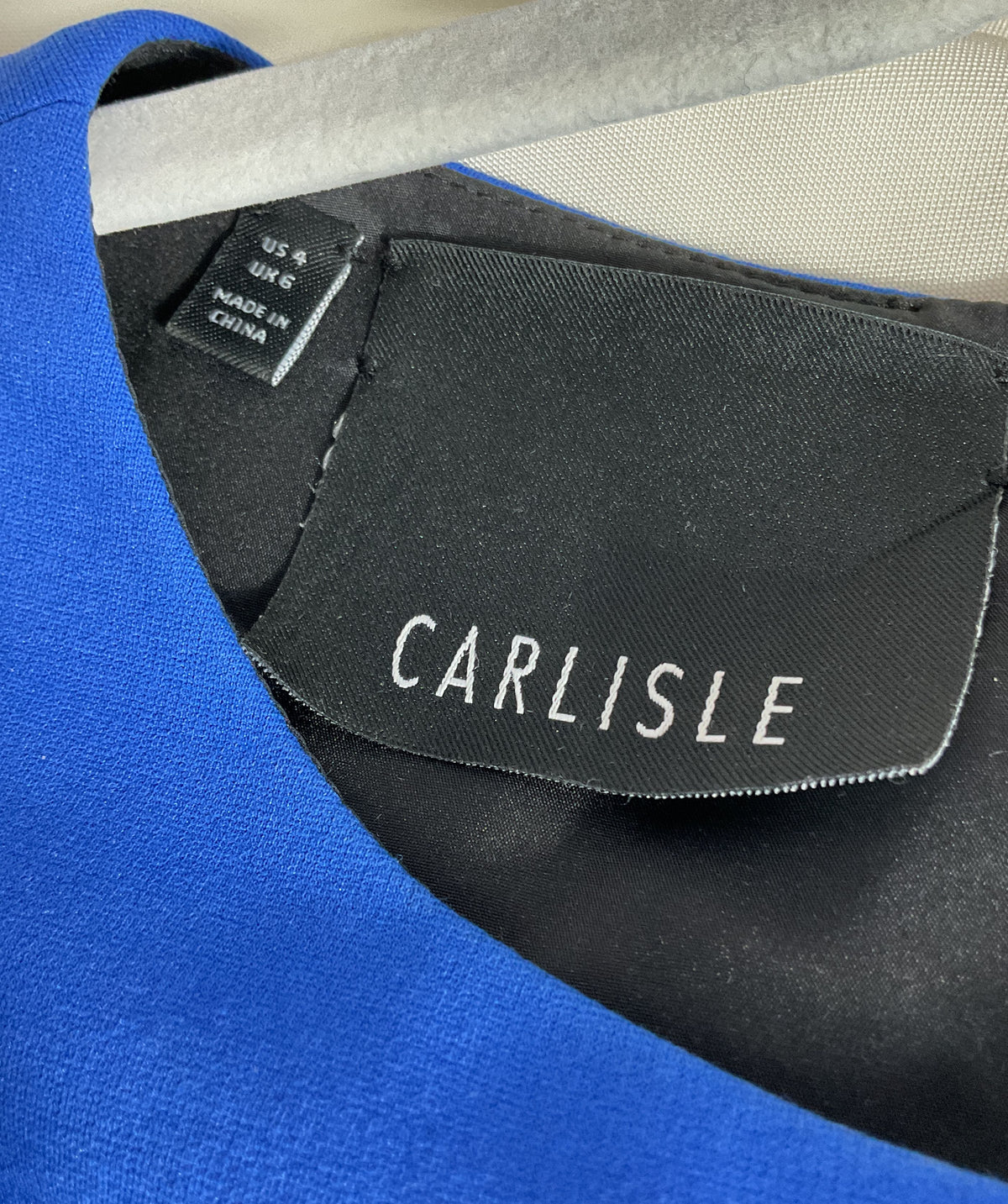 CARLISLE Women's Blue Asymmetric Pattern Long Sleeve Dress- SZ 4