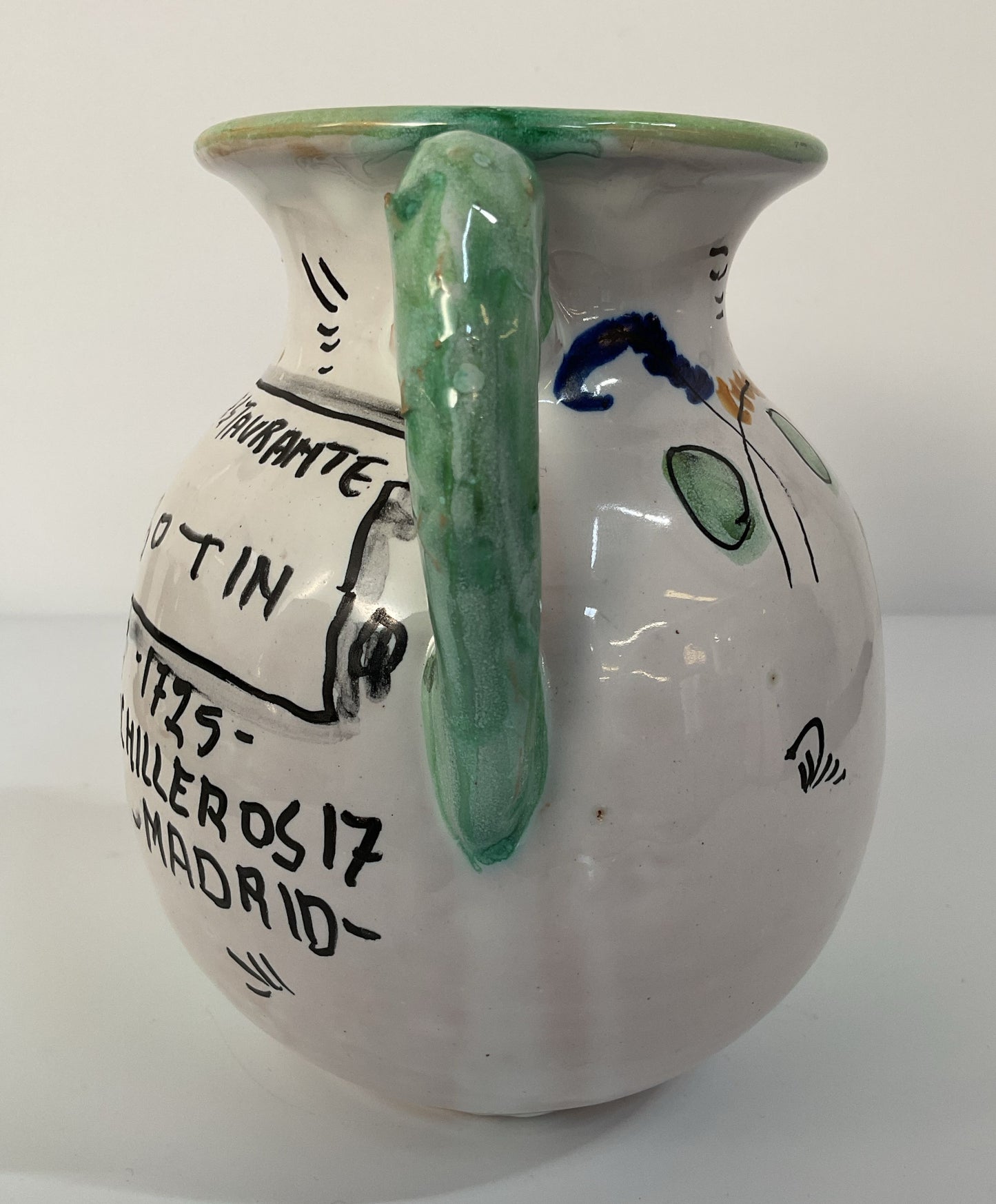 Vintage Santa Fe Puente Pottery Restaurante Botin Handcrafted Ceramic Pitcher