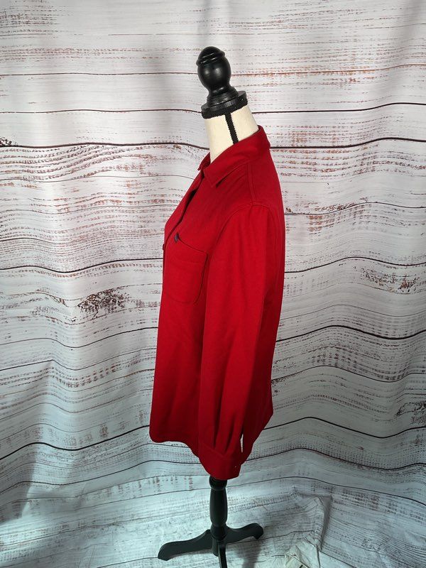 Faconnable Women's Workwear Red 100% Wool Button Up Jacket - Size S