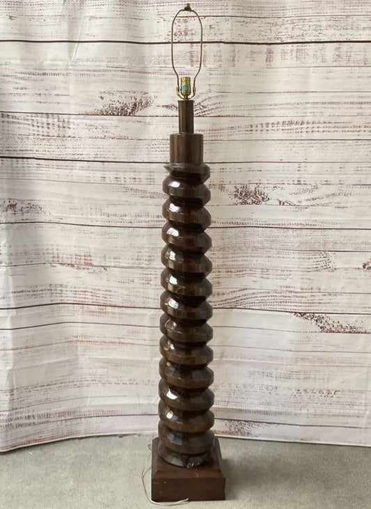 French Wine Screw Style Turned Wood 67" Floor Lamp Brown