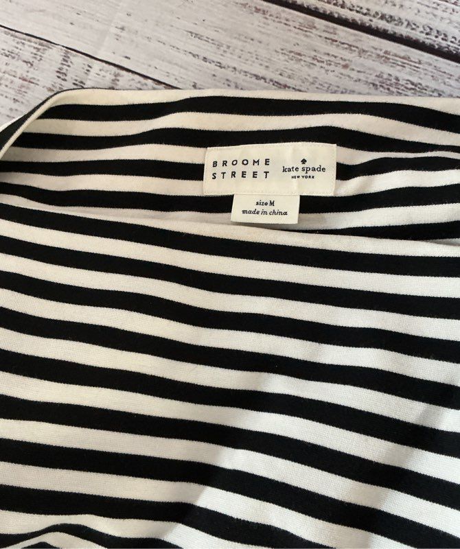 Women's Broome Street x Kate Spade Black and White Striped Dress Size M