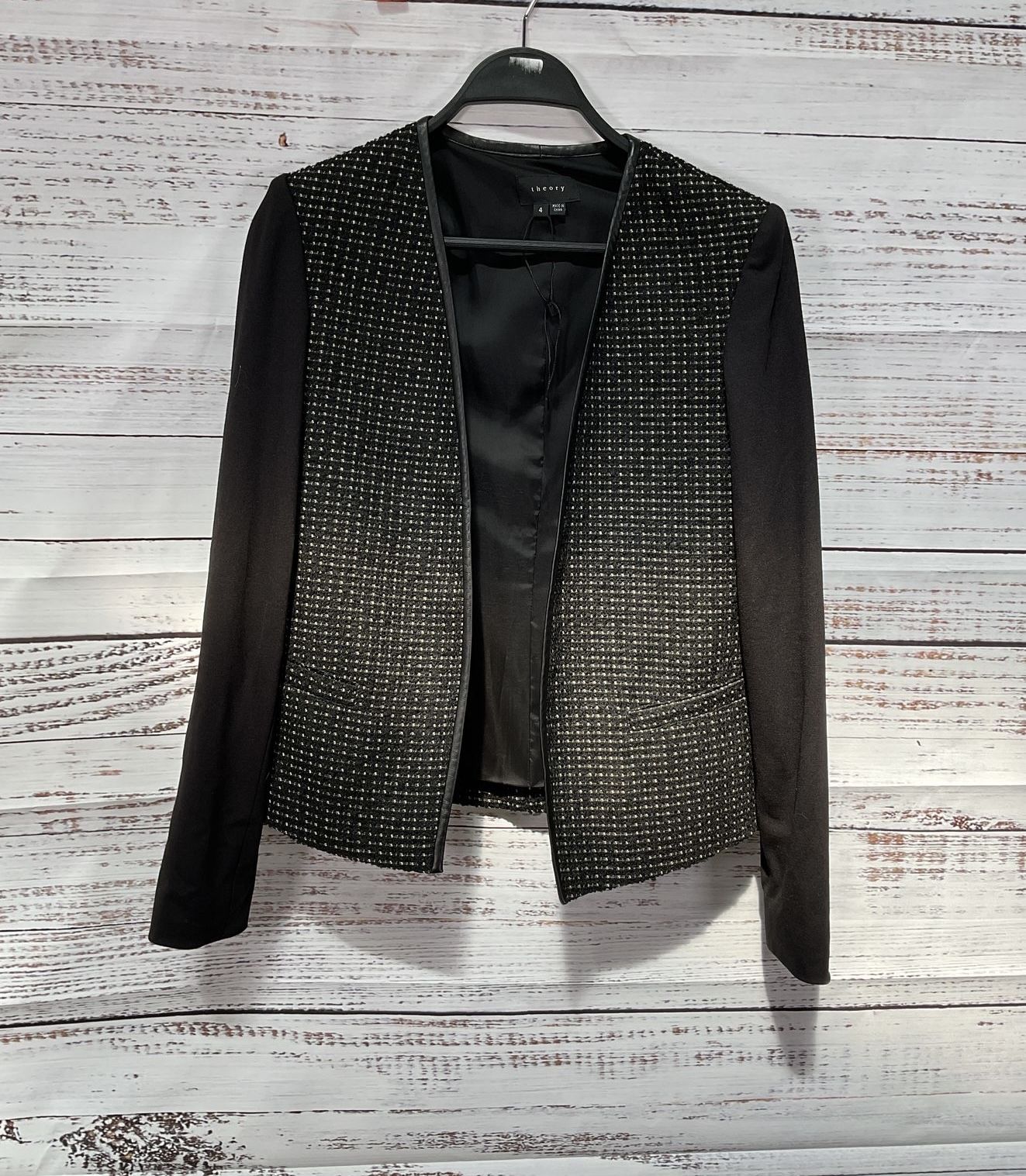 Women's Theory Black with white leather trim Jacket Size 4
