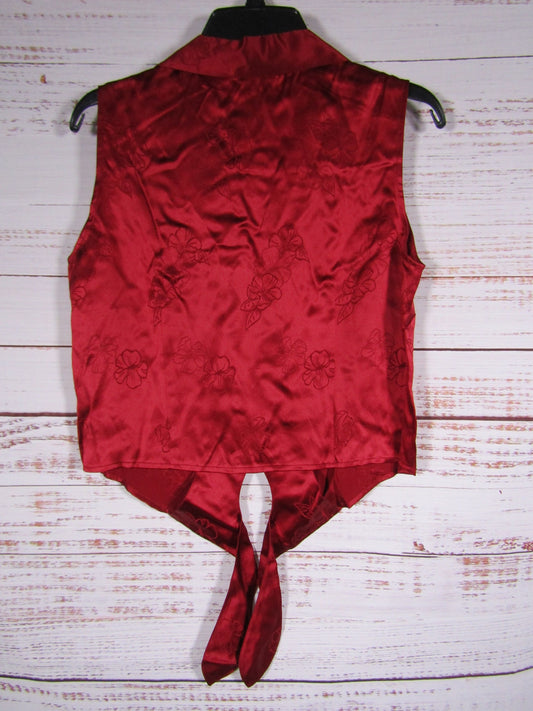 Tommy Bahama Hibiscus Holiday Women's Floral Silk Tie Top Blouse Size 10