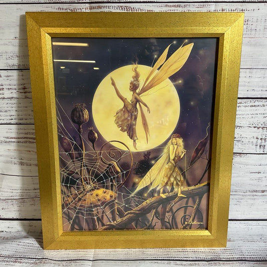 DAVID DELAMARE Spiderweb Dance Print- FRAMED 13.75" X 16.75"