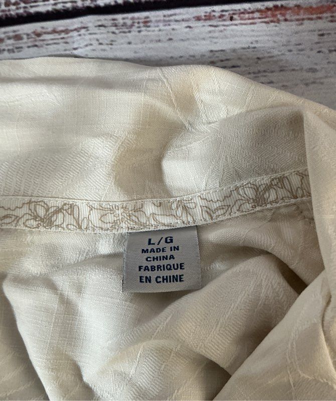 Men's Tommy Bahama Off White Silk Short Sleeve Shirt Size L
