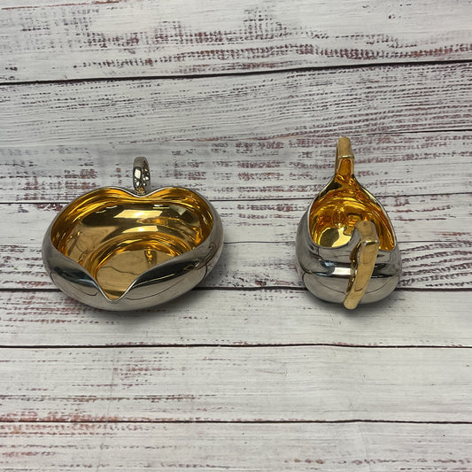 D&B Made In Japan 2 Silver Gold Plated Porcelain Bowls 1930