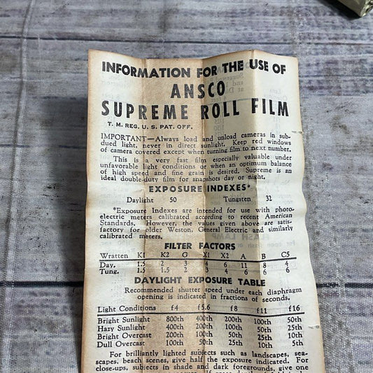VTG. Ansco Supreme High Speed Panchromatic 35mm Film Exp. June 1949