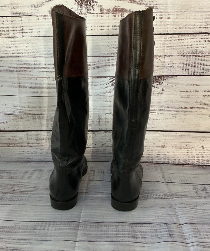 Women's Made in Italy Inca Black W/brown low heel boot Size 36.5 US 6