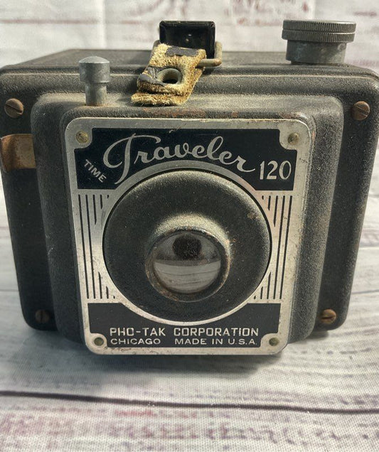 Art Deco Time Traveler 120 Pho-Tak Corporation Camera USA Untested Vintage 3"X4"