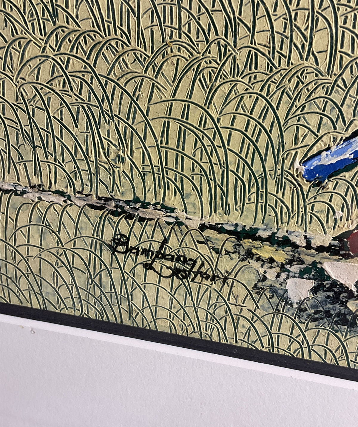 Indonesian Farmers Working in a Field Painting by Bambang Lestari Signed Framed
