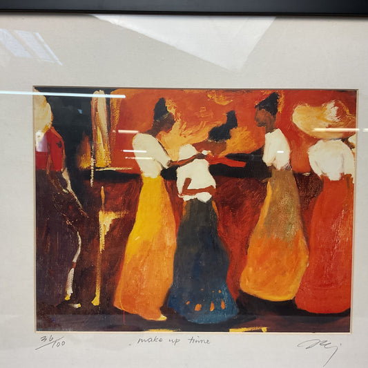 "Make Up Time" Print Signed 36/100 Warm Tones Women Impressionist