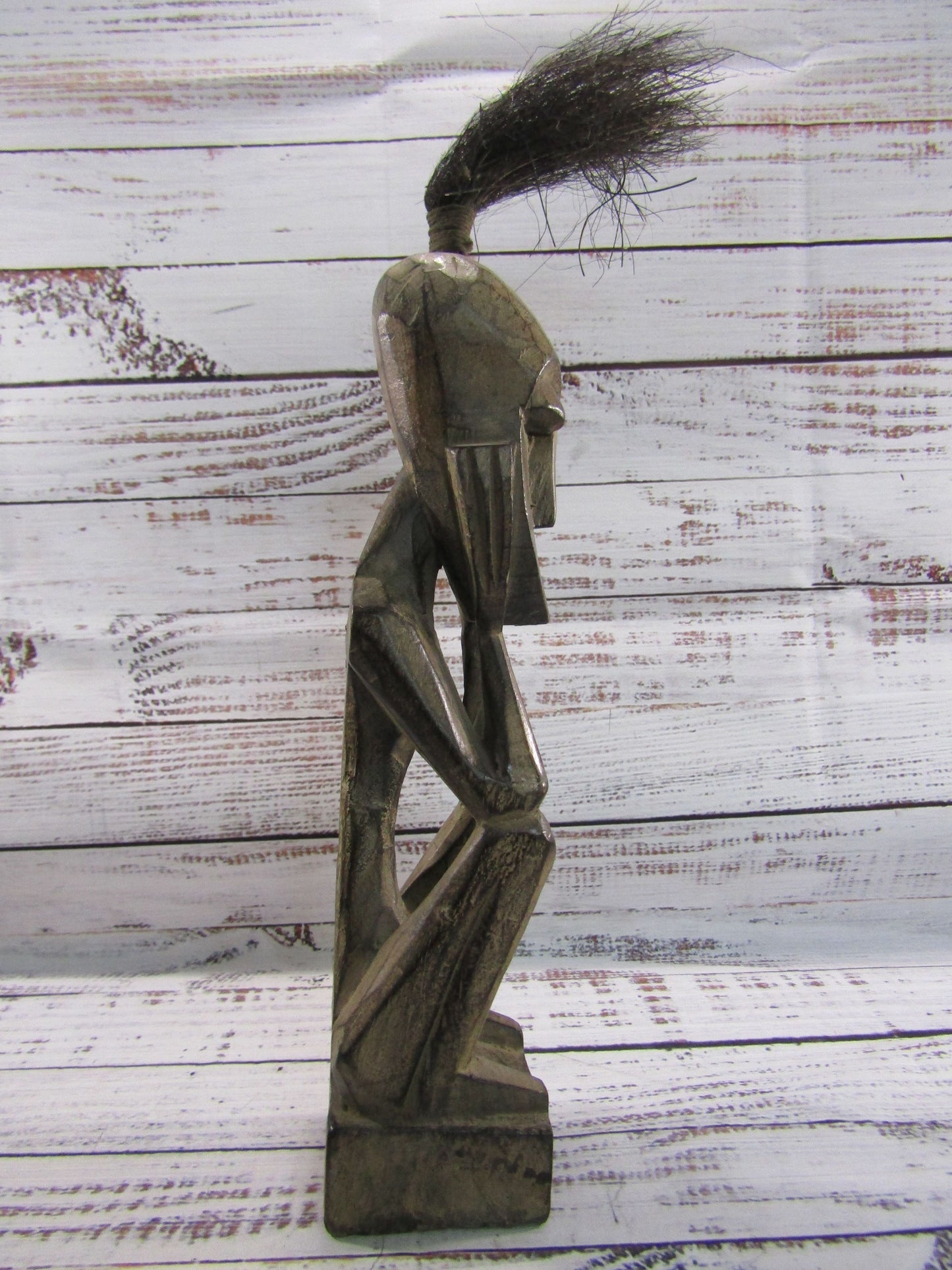 Vintage Hand Carved Wooden African Sculpture Figurine