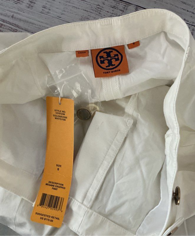 NWT Women's Tory Burch White Pants Size 6 Retail $175