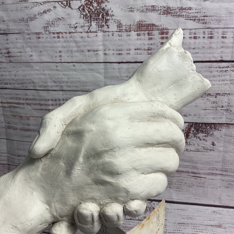 TMS Inc. Vitruvian Collection 2005 Hands Shaking Plaster Sculpture On Stand