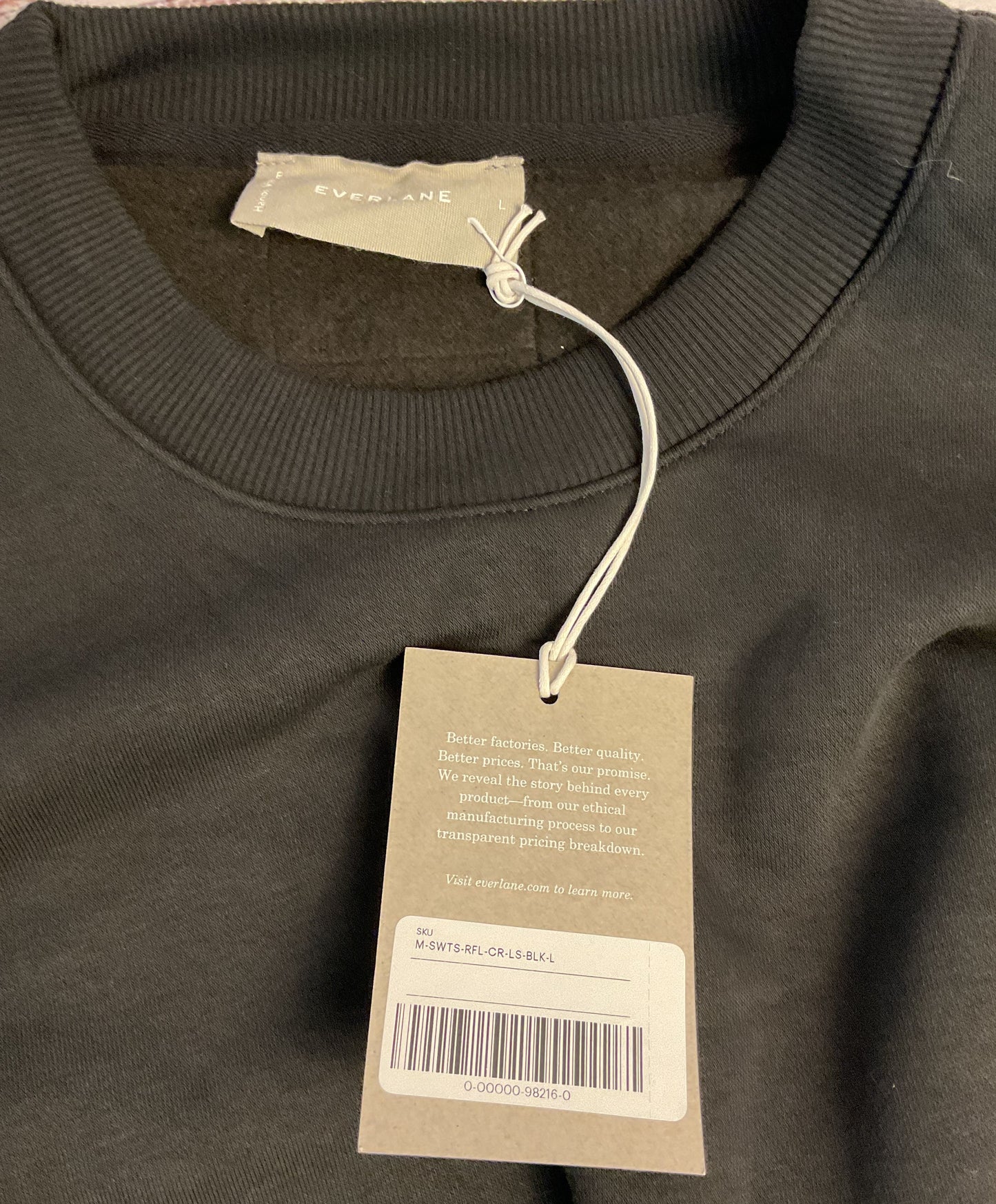 NWT Men's Everlane Black Sweatshirt Size L