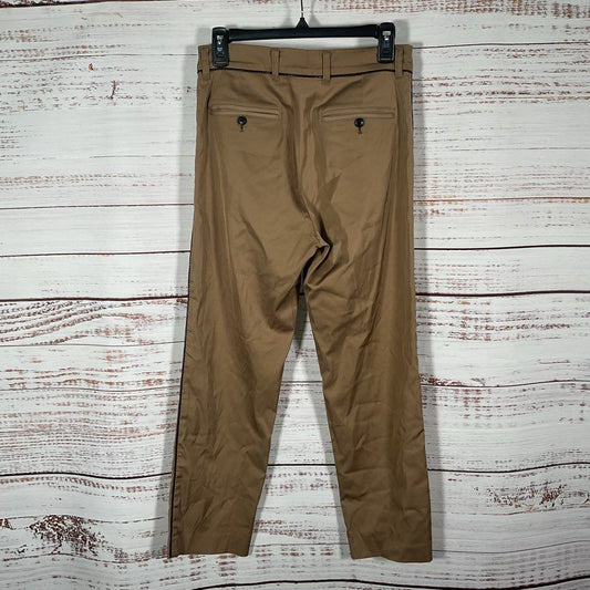 Elaine Kim Brown Black Faux Leather Trim Capri Pants - Size S