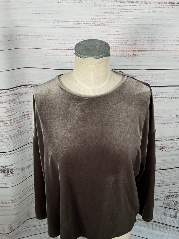 NWT J Jill Metallic Mocha Polyester Blend Pullover Blouse - Size XL Petite