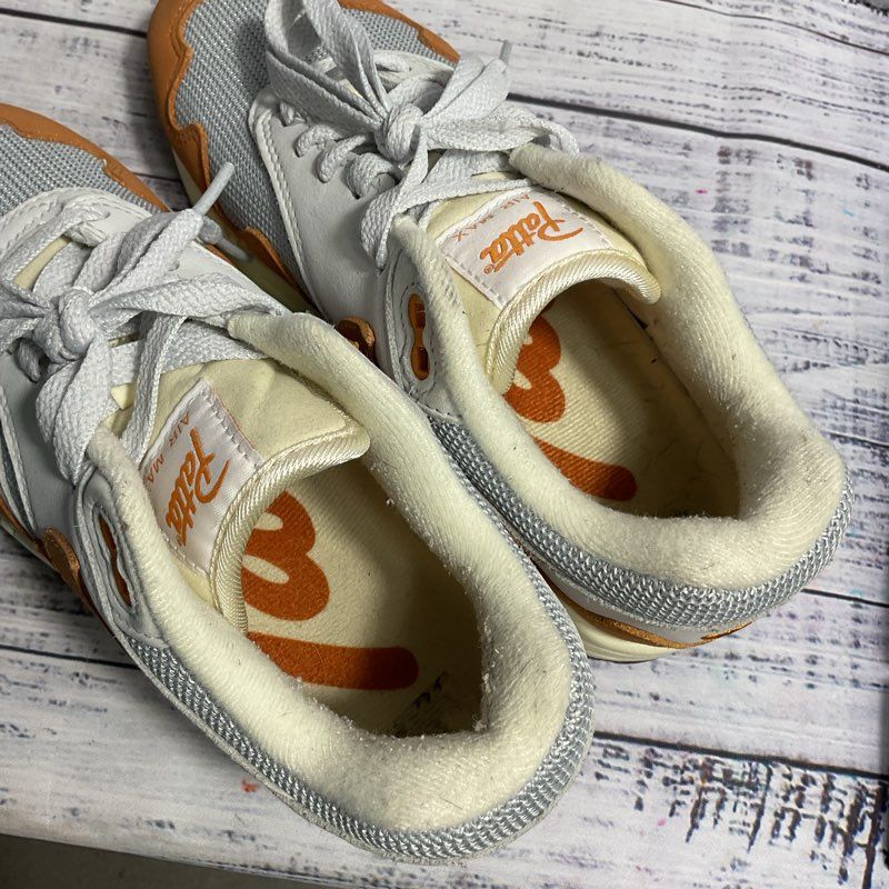 Nike Air Max 1 Patta Silver & Orange Athletic Sneaker Men's 5/Women's 6.5 in Box