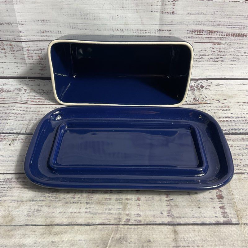 Waechtersbach Vintage Navy Blue 7" Covered Ceramic Butter Dish