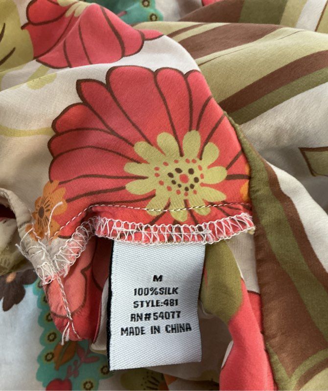 Women's Cabi Multicolor Floral Silk Kimono Style Blouse Size M
