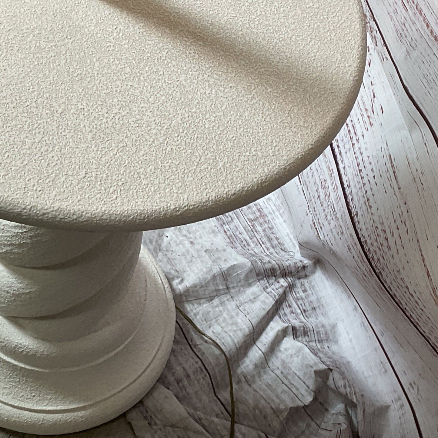 VTG. White Spiral Plaster Tall Floor Standing Lamp Table- 54" (NEEDS REWIRING)