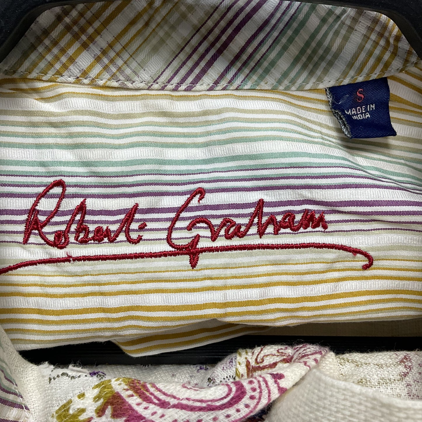 Robert Graham White Paisley Print Button Up Long Sleeve Shirt - Size S