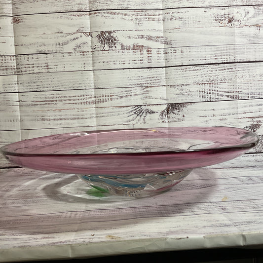 Signed LUCIANO MELLORA??? Art Glass Fish Motif Decor Bowl- 20"