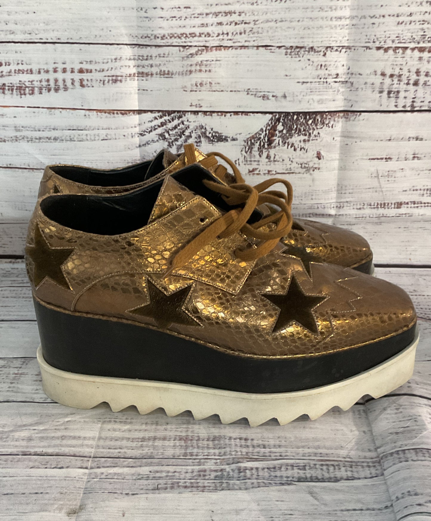 Stella McCartney Elyse Platform Star Oxfords Sneakers Bronze 6.5