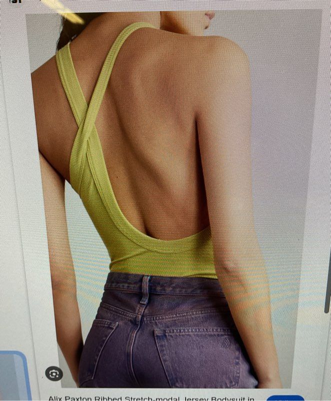 New ALIX NYC Paxton Ribbed Stretch-Modal Jersey Bodysuit Lime Green Size XS