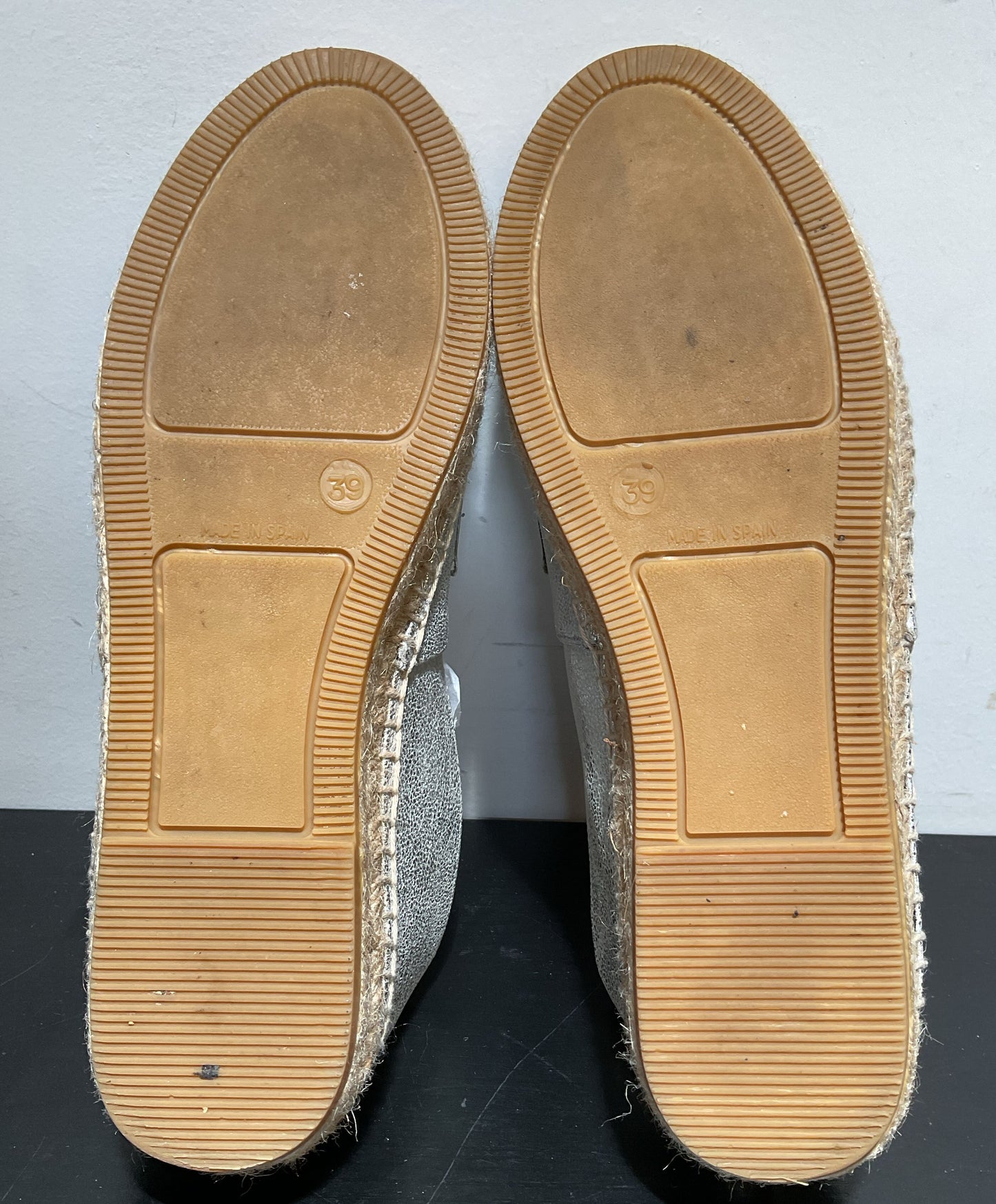 Robert Clergie Etoile Silver Pebble Leather Sneaker Espadrilles Shoe Women Size9