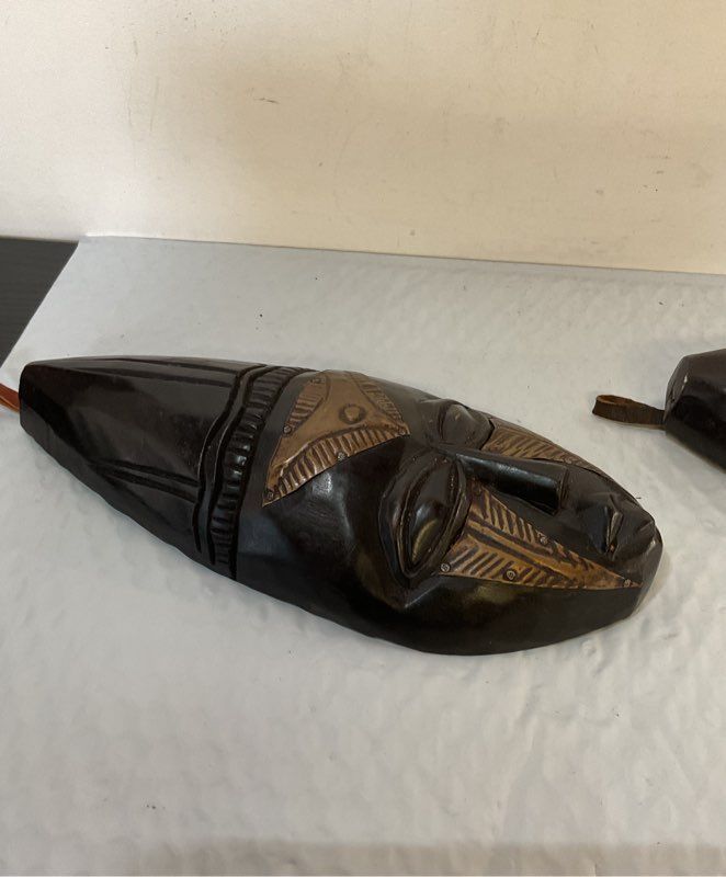 Pair Of Vintage Handcrafted In Ghana African Masks