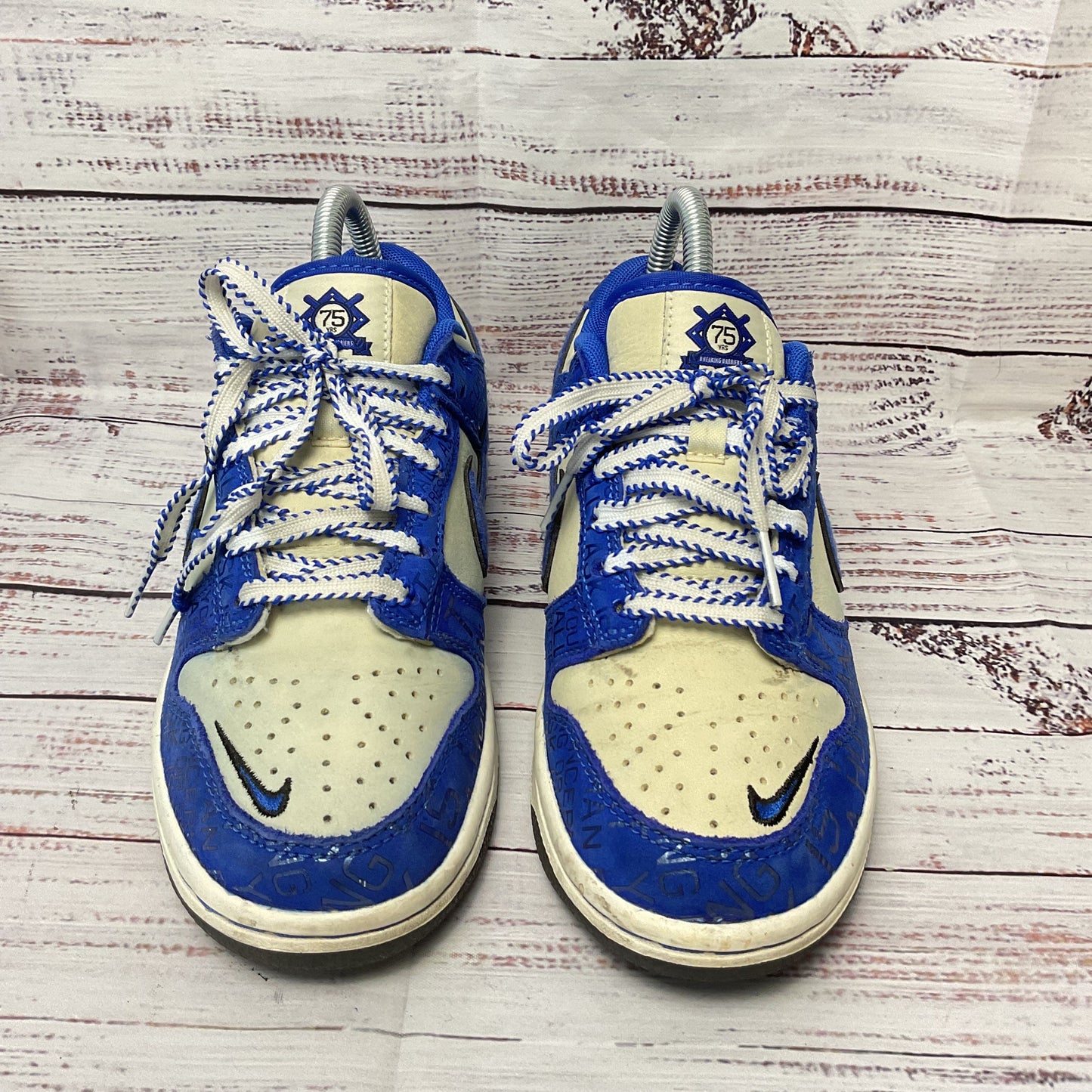Nike Dunk Low Jackie Robinson Blue Sneaker Shoe Size 4.5Y=4.5M=6W Stained*