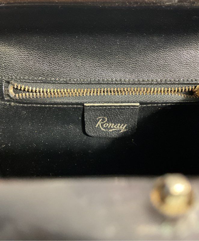 Vintage Ronay Women's Patent Leather Black & Brown Mini Purse