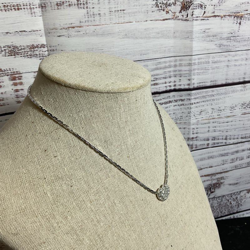 NWT SWAROVSKI Silver Tone Pave Heart 16" Necklace